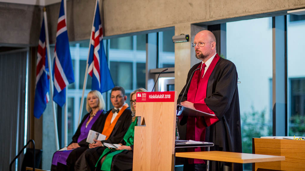 Eyjólfur Guðmundsson, rektor HA, við brautskráningu HA 2018