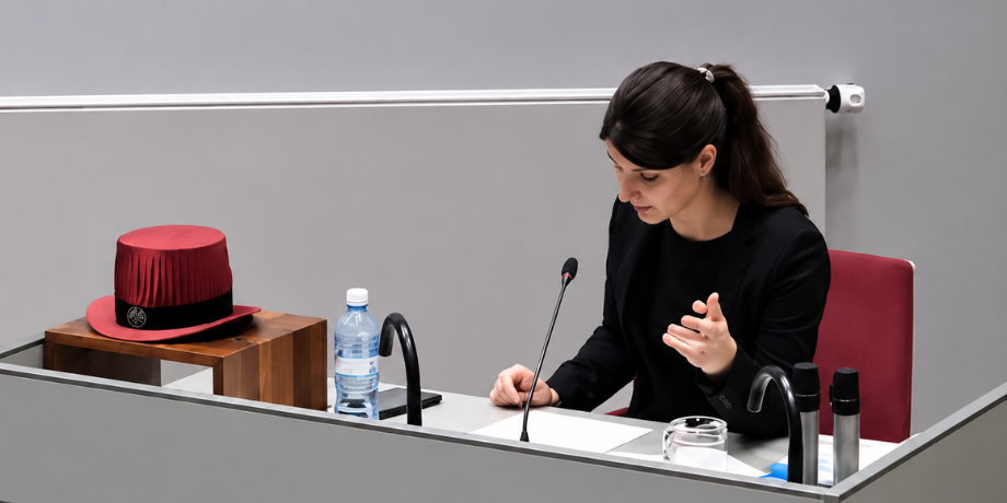 Hér má sjá Dorothée, andmælanda, á doktorsvörninni Hér má sjá Dorothée, andmælanda, á doktorsvörninni