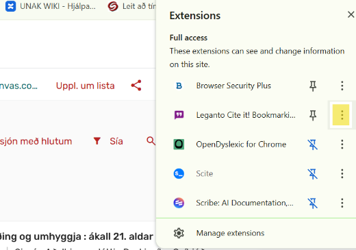 Exstensions glugginn