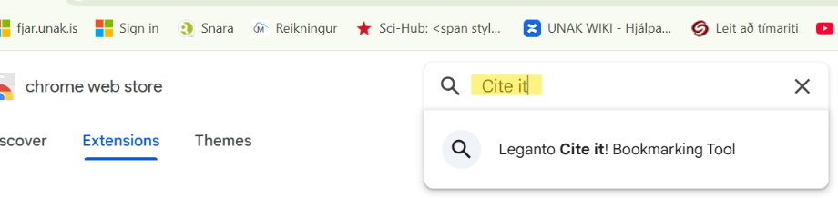 Leitarglugginn í Chrome Web Store