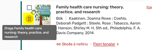 Mynd sem sýnir táknið til að færa heimild