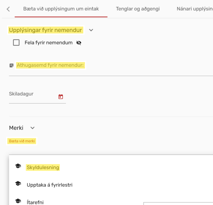Mynd sem sýnir hvað fleira er hægt að breyta