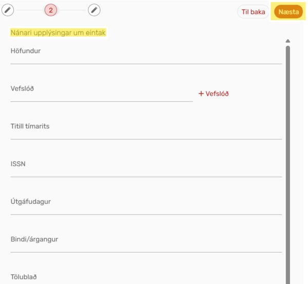 Mynd sem sýnir þá reiti sem þarf að færa inn