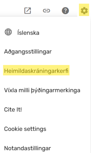 Mynd sem sýnir tannhjólið fyrir stillingar