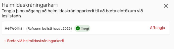 Mynd sem sýnir þegar tenging er komin