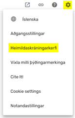 Mynd sem sýnir tannhjólið fyrir stillingar