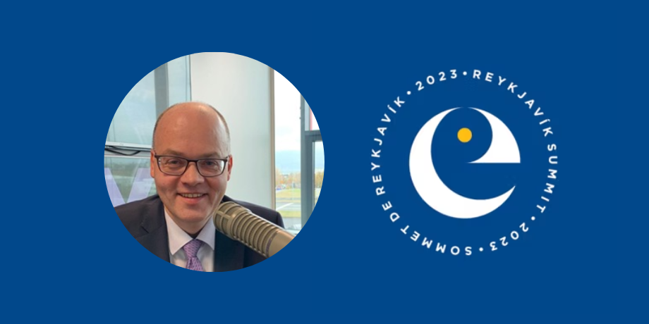 Hilmar Þór Hilmarsson í viðtölum vegna Leiðtogafundar Evrópuráðsins í Reykjavík 2023
